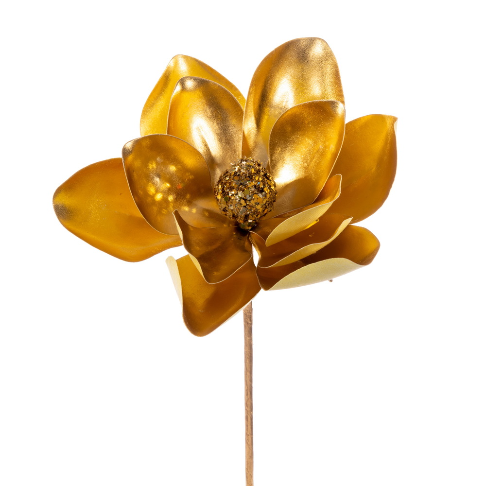 13 in. Gold Magnolia Pick - Pack of 3