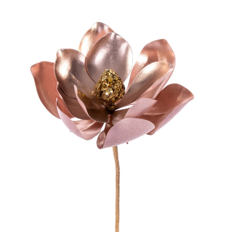 13 in. Rose Gold Magnolia Pick - Pack of 3