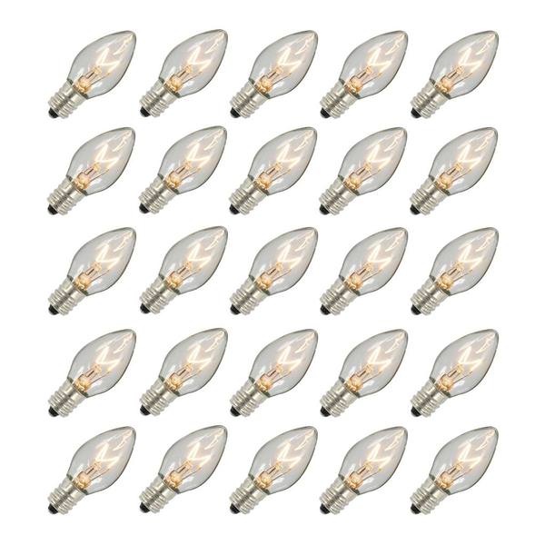 5 watt 120V C7 Clear Twinkle Replacement Bulb - Pack of 25