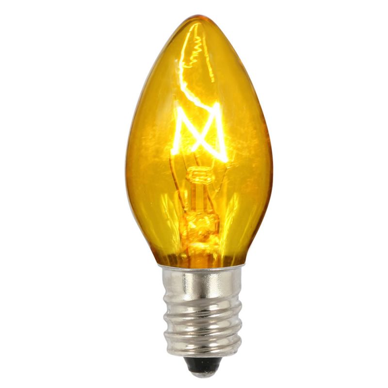 5 watt 120V C7 Transparent Yellow Twinkle Replacement Bulb - Pack of 25