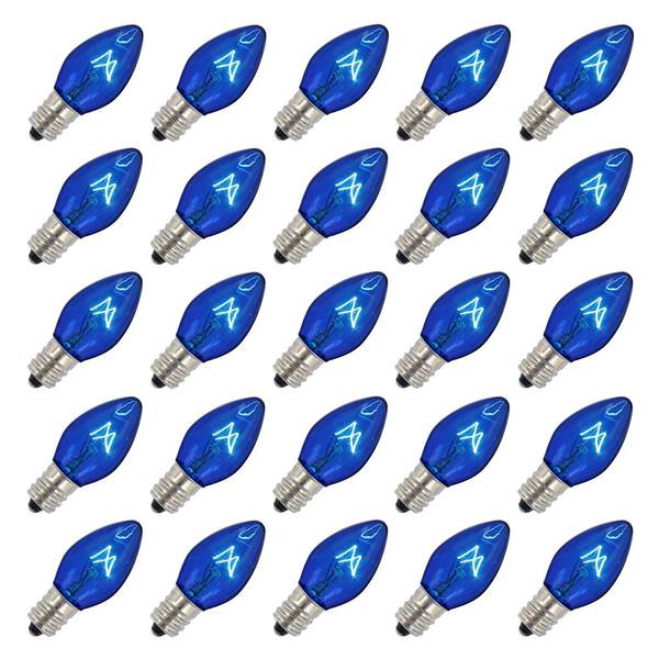 V471732-25 130V 7 watt E12 Base C7 Transparent Blue Replacement Bulb with E12 Base - Pack of 25