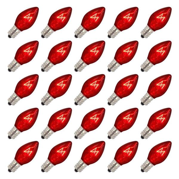 V471733-25 130V 7 watt E12 Base C7 Transparent Red Replacement Bulb with E12 Base - Pack of 25