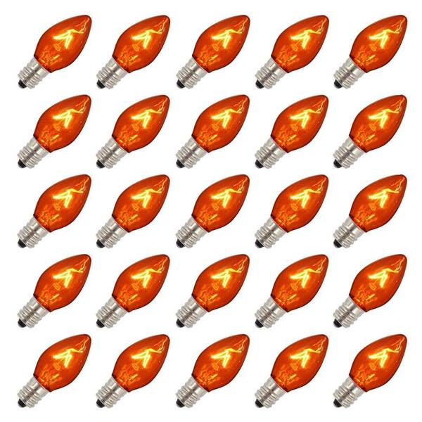 V471737-25 130V 7 watt E12 Base C7 Transparent Amber Replacement Bulb with E12 Base - Pack of 25