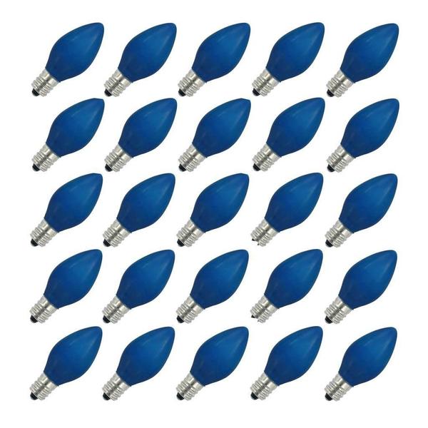 130V 5 watt C7 Ceramic Blue Replacement Bulb - Pack of 25