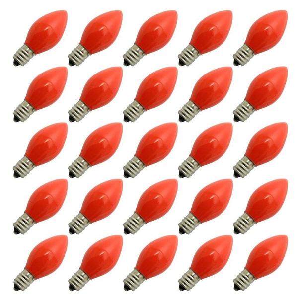 130V 5 watt C7 Ceramic Orange Replacement Bulb - Pack of 25