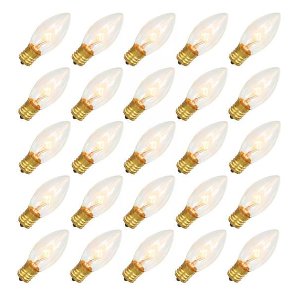 7 watt 130V C9 Transparent Clear Replacement Bulb - Pack of 25