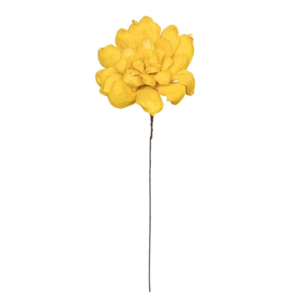 6 in. Maize Dahlia On Stem Artificial Flower, Yellow - 18 in. - 6 per Bag