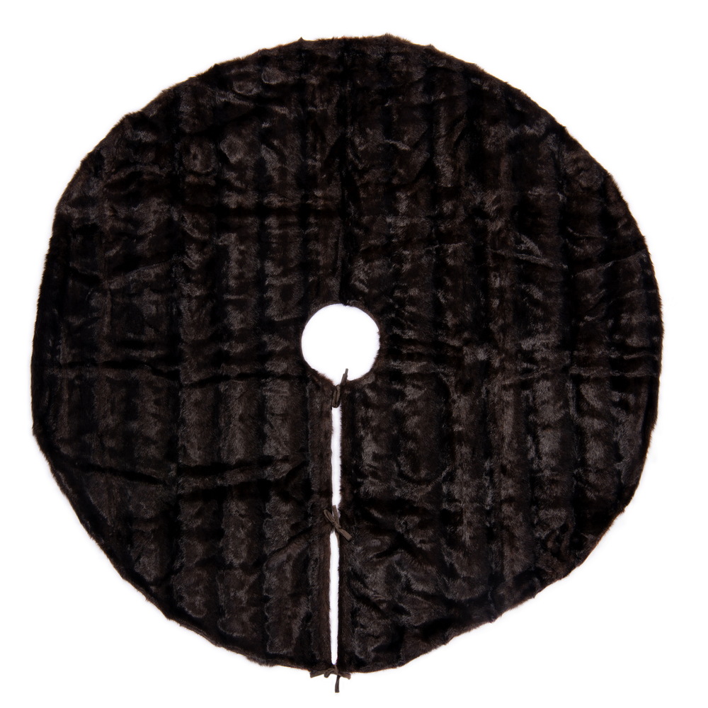60 in. Cocoa Mink Faux Fur Tree Skirt, Brown