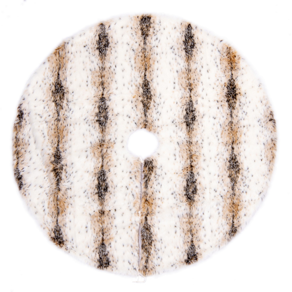 60 in. Snow Lynx Faux Fur Tree Skirt, White
