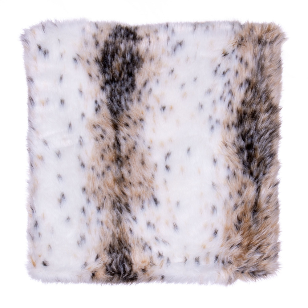 18 x 18 in. Snow Lynx Faux Fur Pillow, White