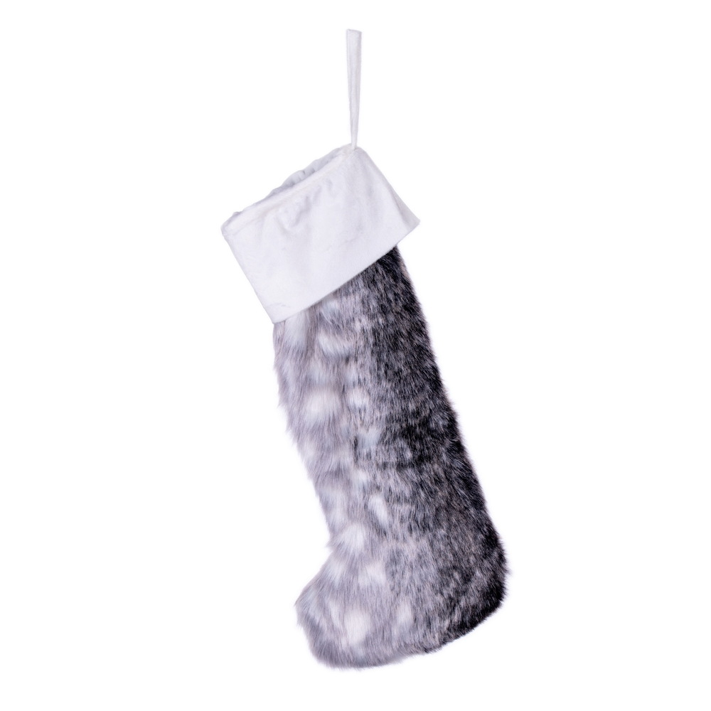 20 x 8 in. Arctic Faux Fur Stocking, White
