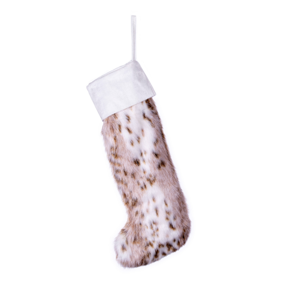 20 x 8 in. Iberian Faux Fur Stocking, White