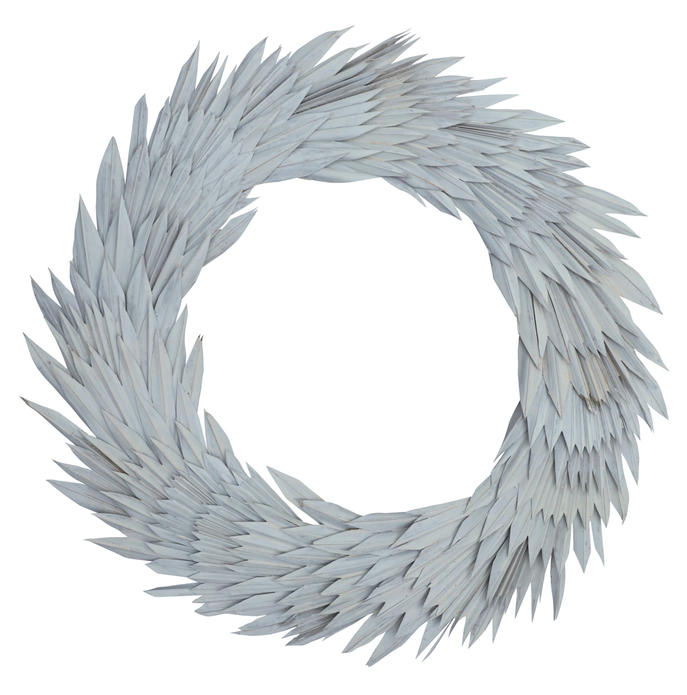 24 in. White Washed Palm Sun Wreath