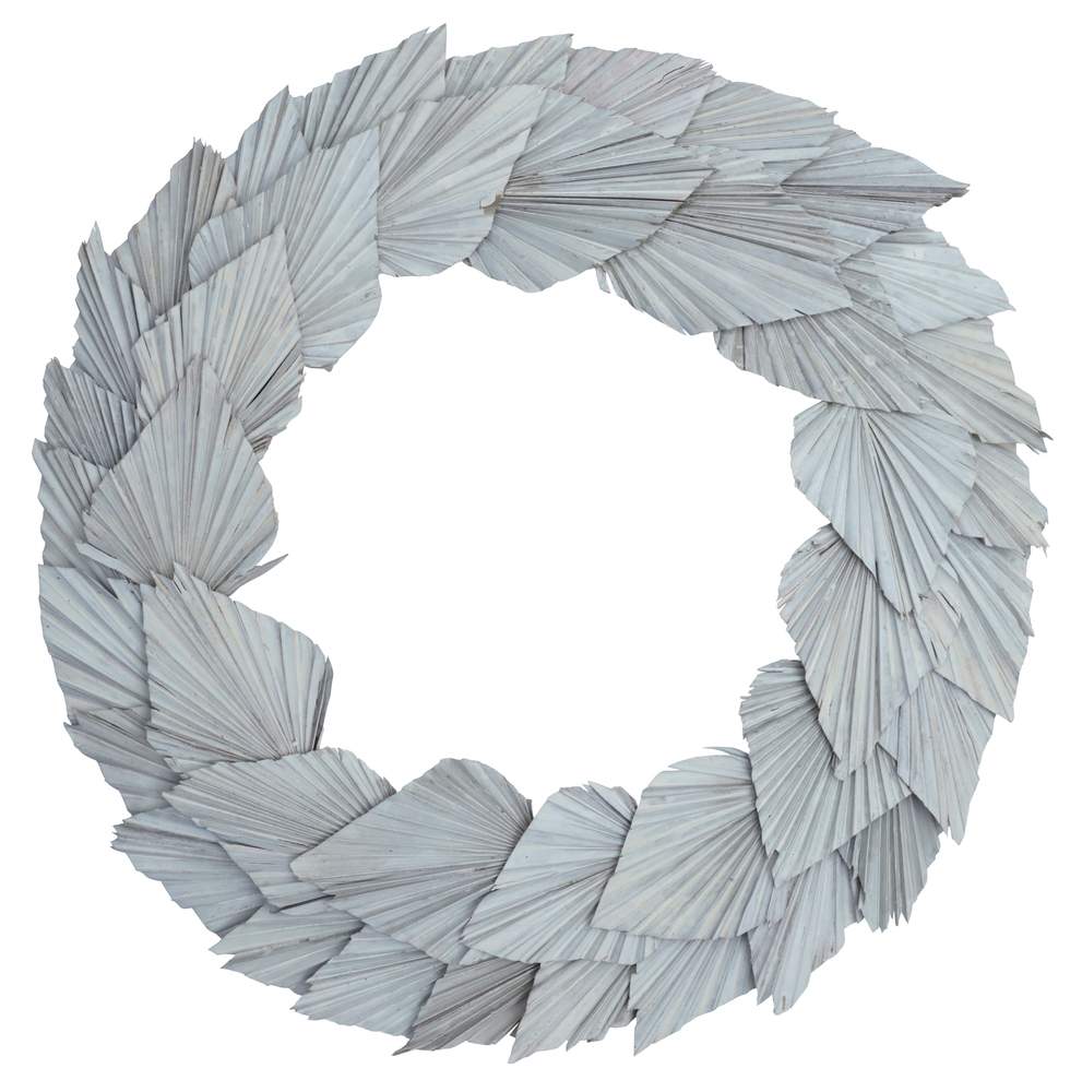 24 in. White Washed Palm Spear Wreath