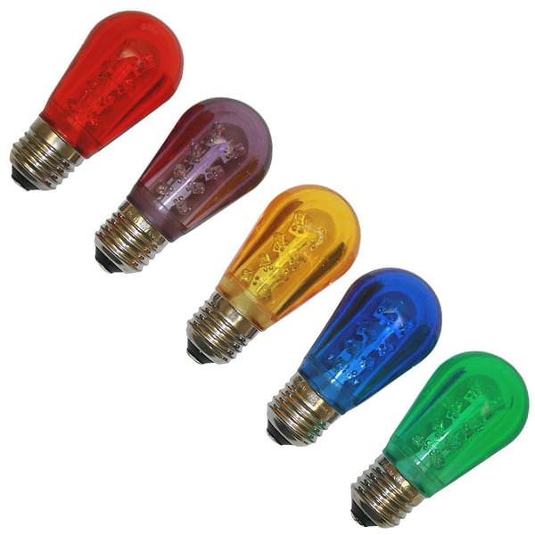 130V S14 Transparent E26 Nickel Base LED Bulb, Multi Color - Pack of 5