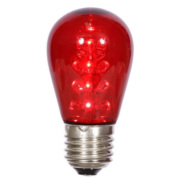 130V 1W S14 Transparent E26 Nickel Base LED Bulb, Red - Pack of 5