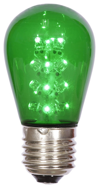 130V 1W S14 Transparent E26 Nickel Base LED Bulb, Green - Pack of 5