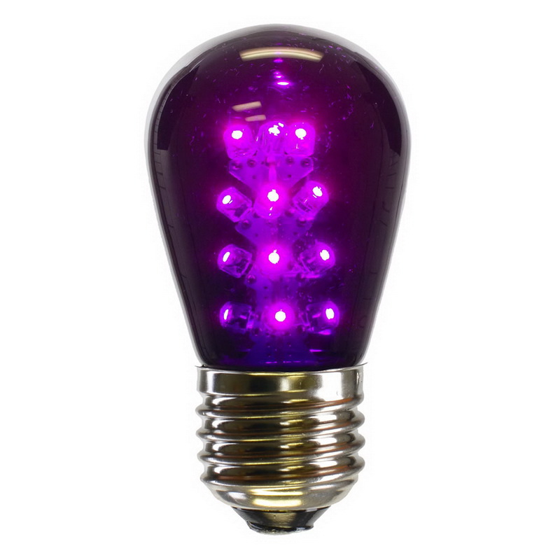 130V 1W S14 Transparent E26 Nickel Base LED Bulb, Purple - Pack of 5