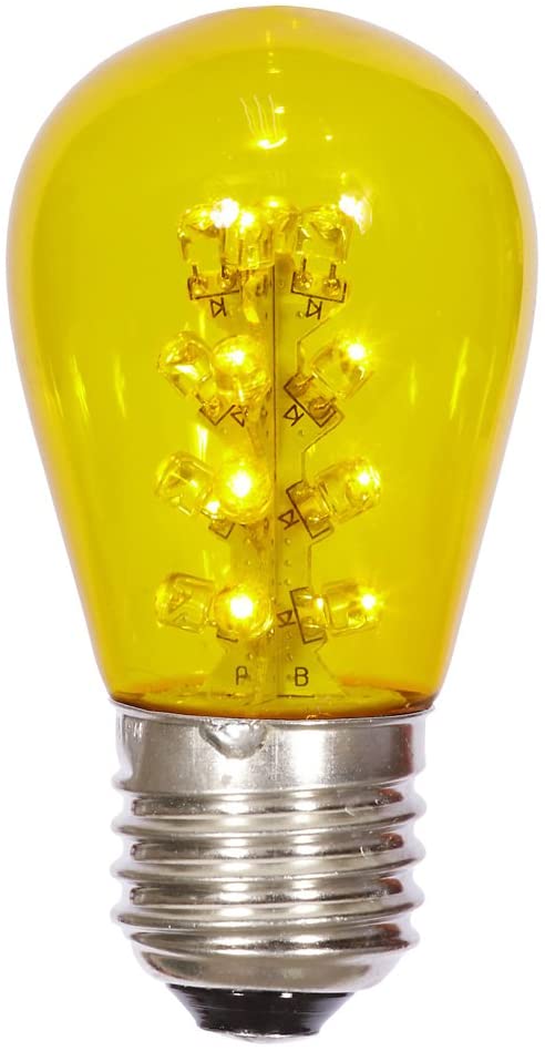 130V 1W S14 Transparent E26 Nickel Base LED Bulb, Yellow - Pack of 5