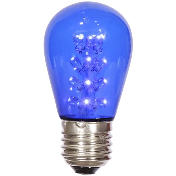 130V 1.3W S14 Transparent E26 Nickel Base LED Bulb, Blue - Pack of 5