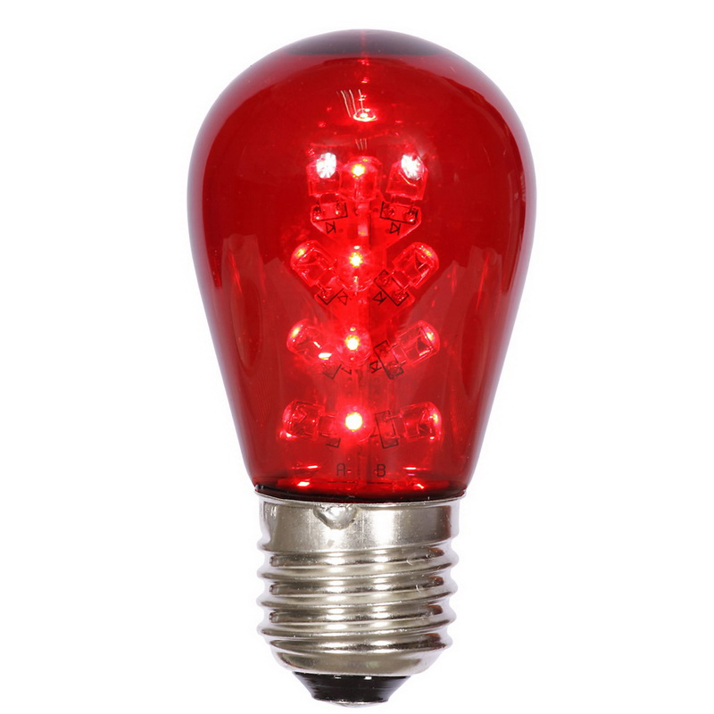 130V 1.3W S14 Transparent E26 Nickel Base LED Bulb, Red - Pack of 5