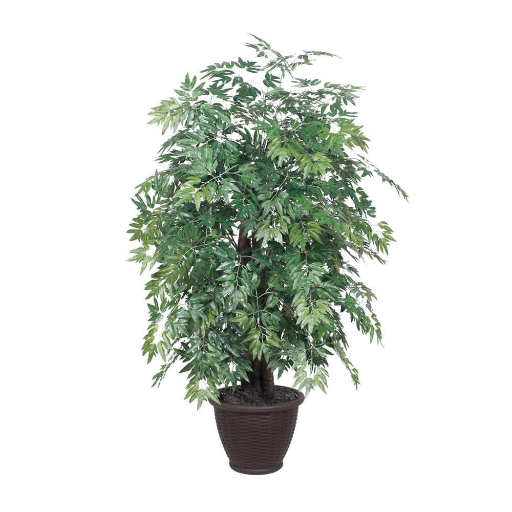 4 ft. Artificial Ming Aralia Extra Full Tree in Plastic Container, Dark Green