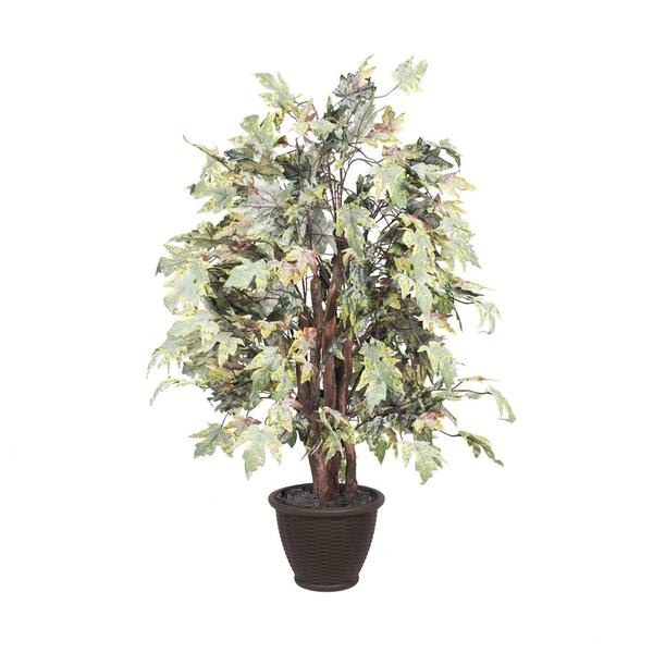 4 ft. Frosted Maple Extra Full Bush in Plastic, Green & Brown