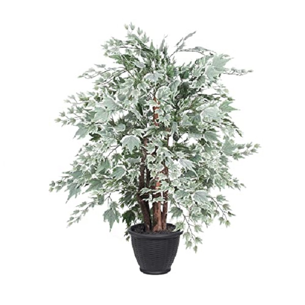 4 ft. Artificial Silver Maple Extra Full Bush Decorative Plant, Green & Silver