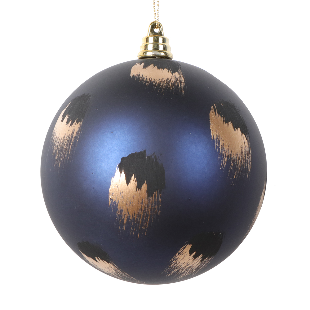 4 in. Brush Strokes Ball Ornament, Midnight Blue - 4 per Bag