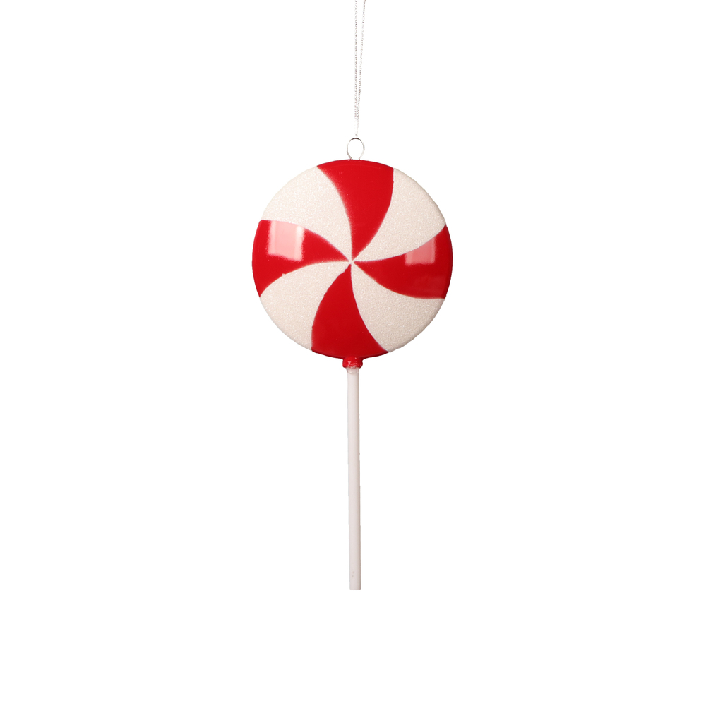 9 in. Flat Lollipop Ornament, Red - 6 per Bag