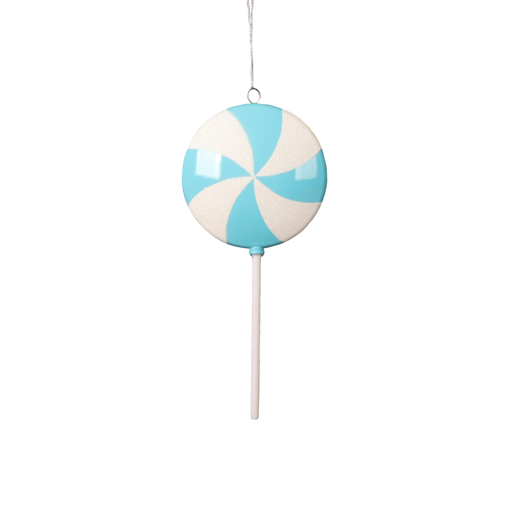 9 in. Flat Lollipop Ornament, Baby Blue - 6 per Bag