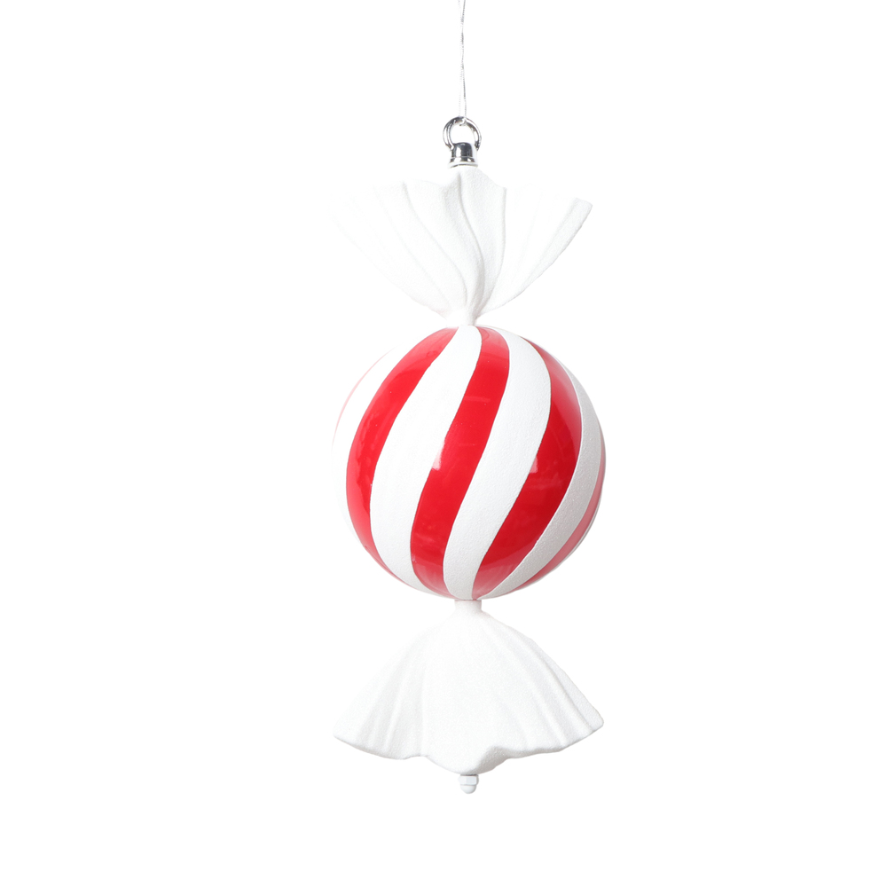 13 in. Round Swirl Candy Ornament, Red