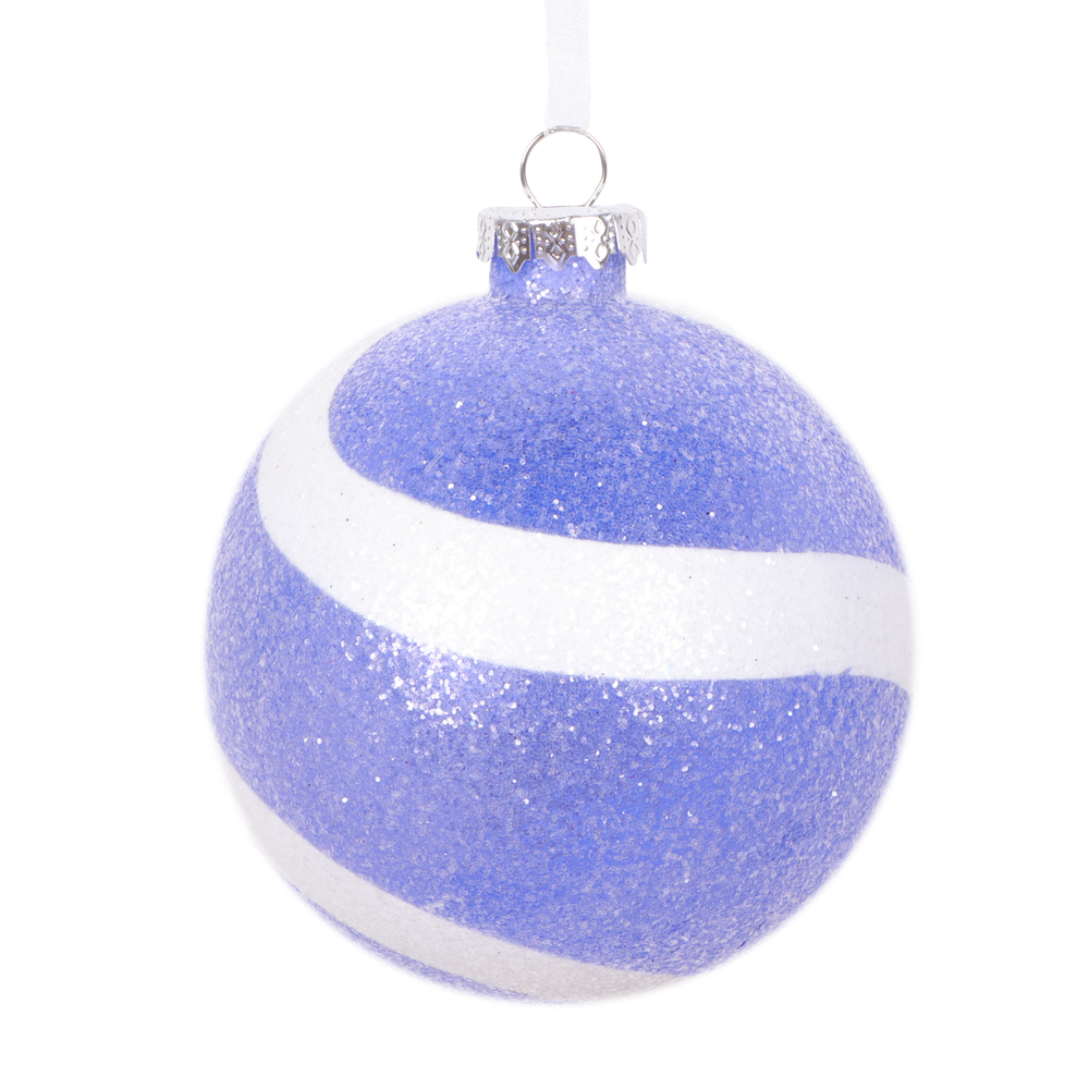 Picture of Vickerman MT228566 4 in. Sugar Glitter Ball Ornament&#44; Purple & White - 4 per Bag