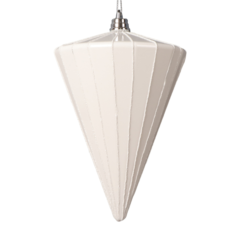 6 in. Shiny Cone Ornament, White - 3 per Bag