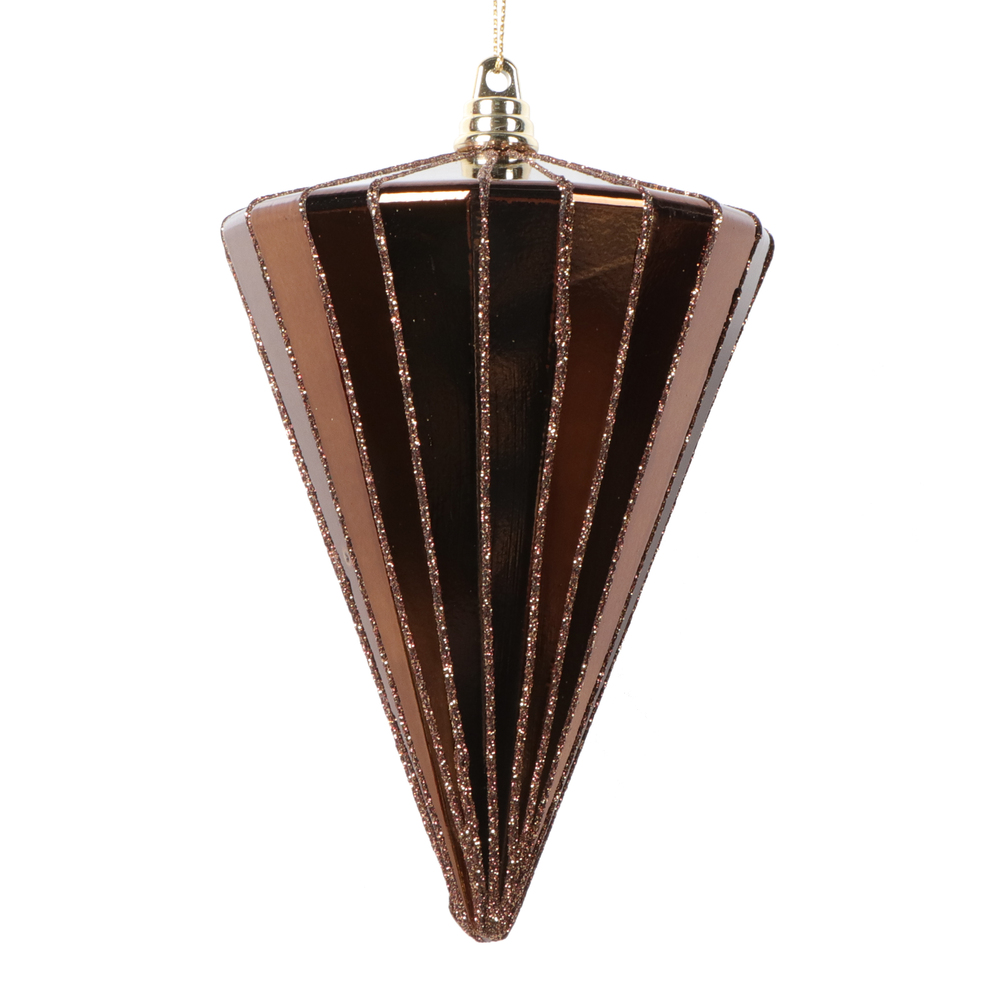 6 in. Shiny Cone Ornament, Mocha - 3 per bag