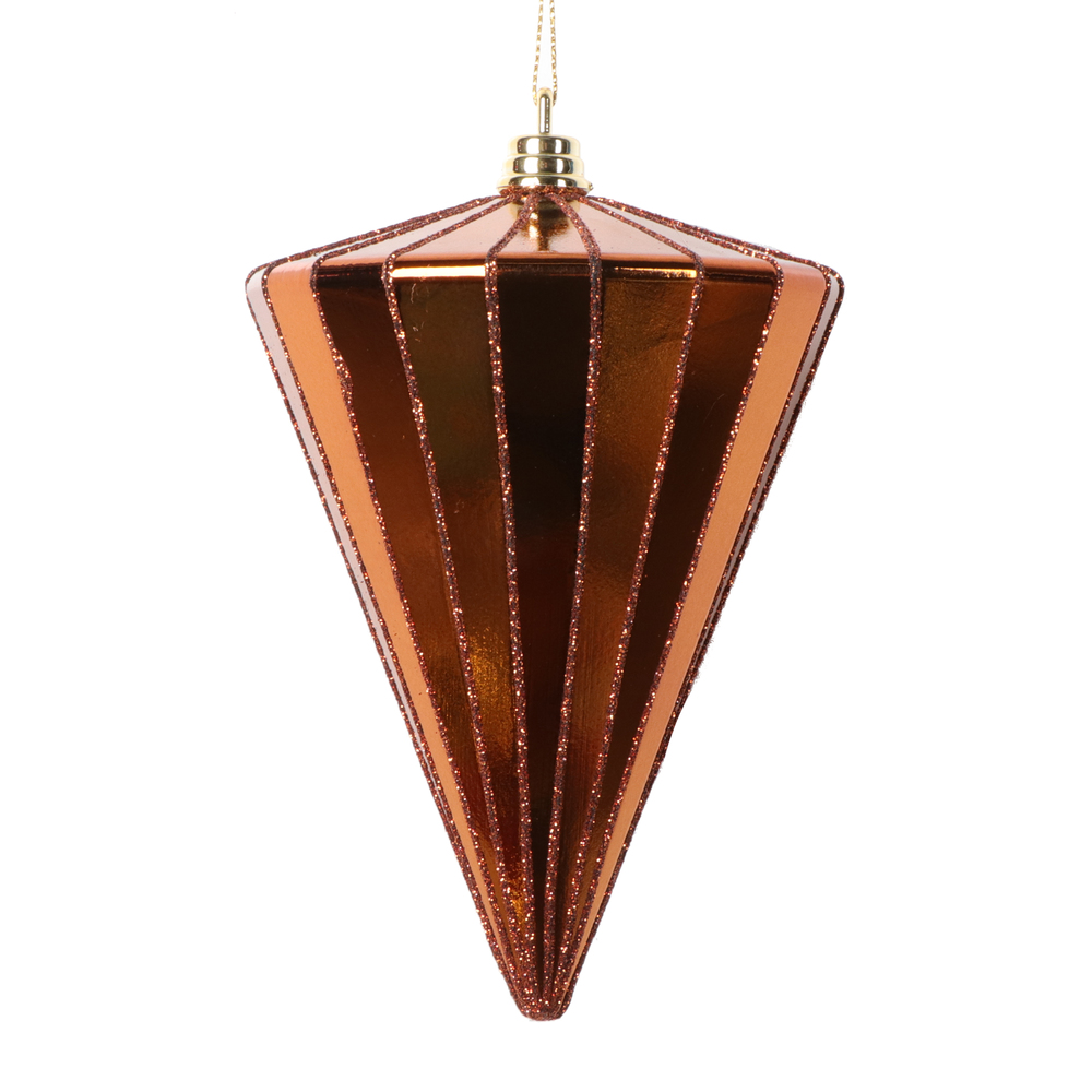 6 in. Shiny Cone Ornament, Copper - 3 per bag