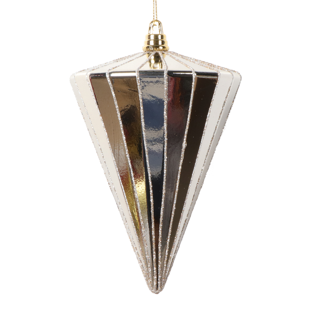 6 in. Shiny Cone Ornament, Oat - 3 per bag