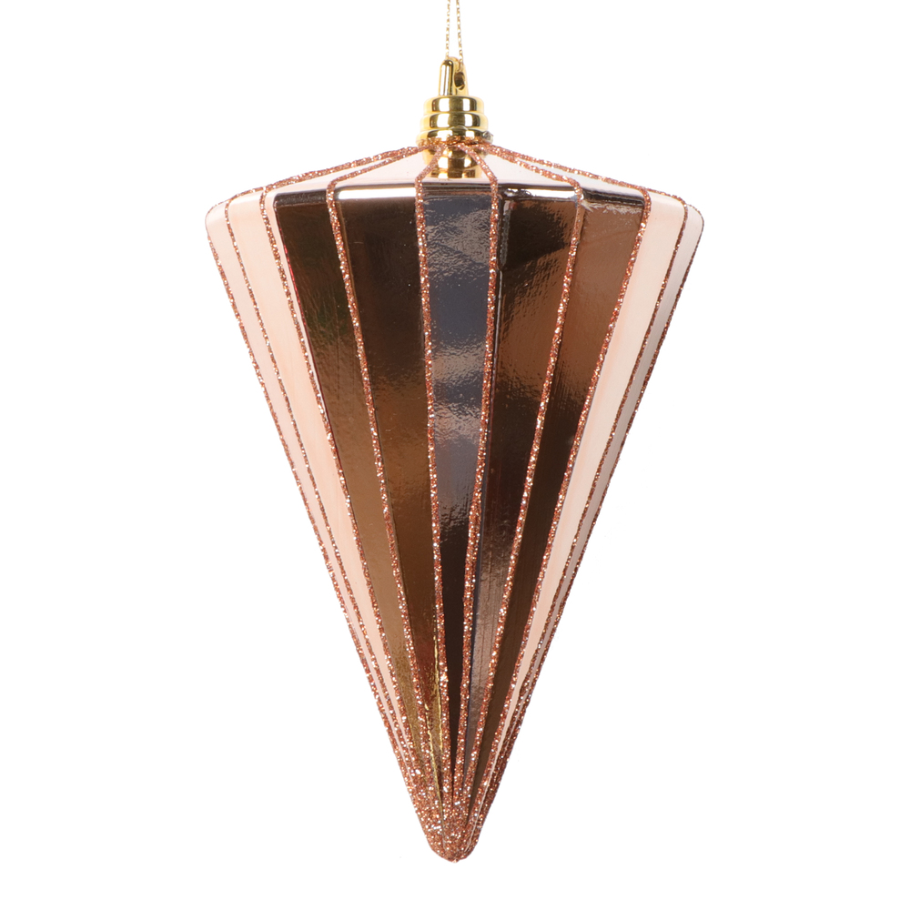 6 in. Shiny Cone Ornament, Rose Gold - 3 per bag