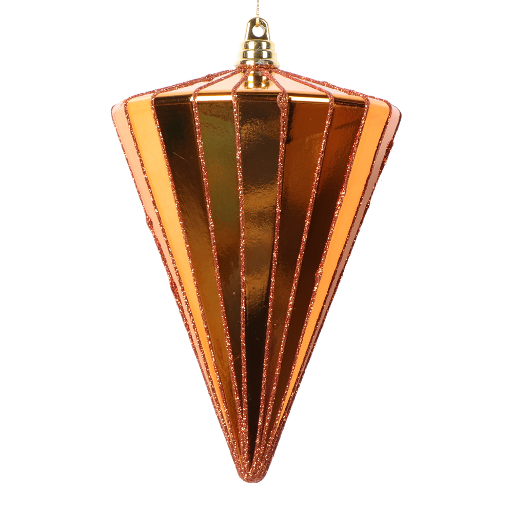 Picture of Vickerman MT224118 6 in. Shiny Cone Ornament, Burnish Orange - 3 per bag