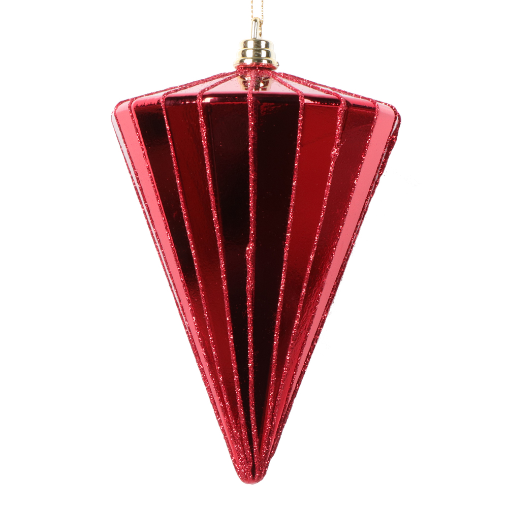 6 in. Shiny Cone Ornament, Red - 3 per bag