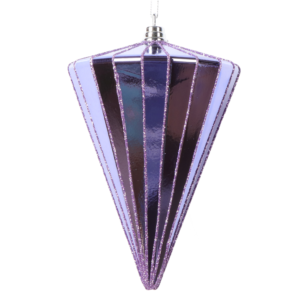 MT224186 6 in. Shiny Cone Ornament, Lavender - 3 per bag