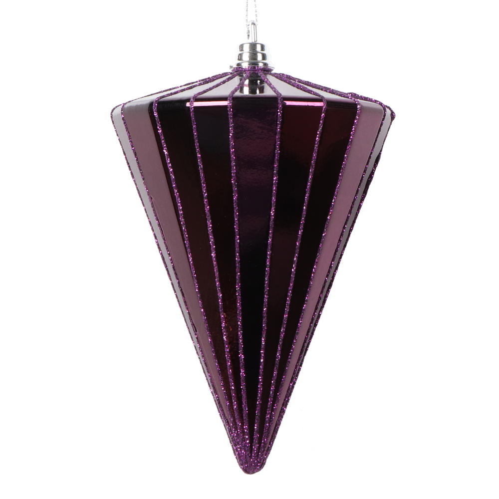 6 in. Shiny Cone Ornament, Plum - 3 per bag