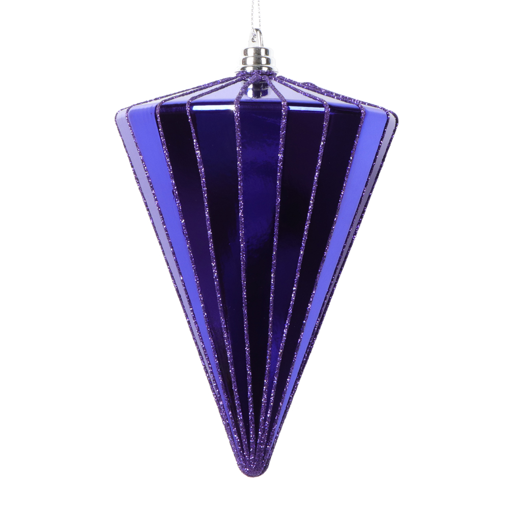6 in. Shiny Cone Ornament, Purple - 3 per bag