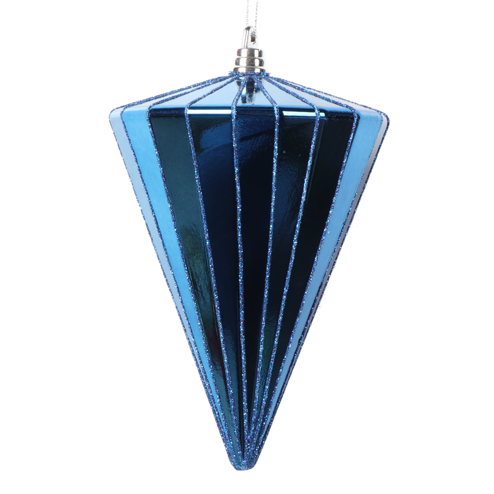 Picture of Vickerman MT224131 6 in. Shiny Cone Ornament, Midnight Blue - 3 per Bag