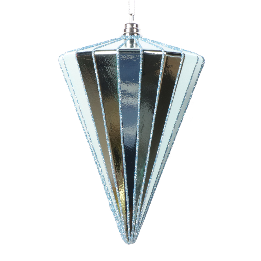 Picture of Vickerman MT224132 6 in. Shiny Cone Ornament&#44; Baby Blue - 3 per bag