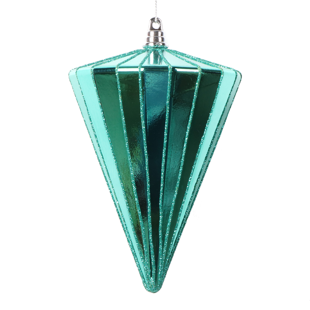 Picture of Vickerman MT224142 6 in. Shiny Cone Ornament, Teal - 3 per Bag