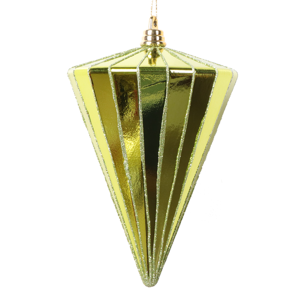 6 in. Shiny Cone Ornament, Lime - 3 per bag