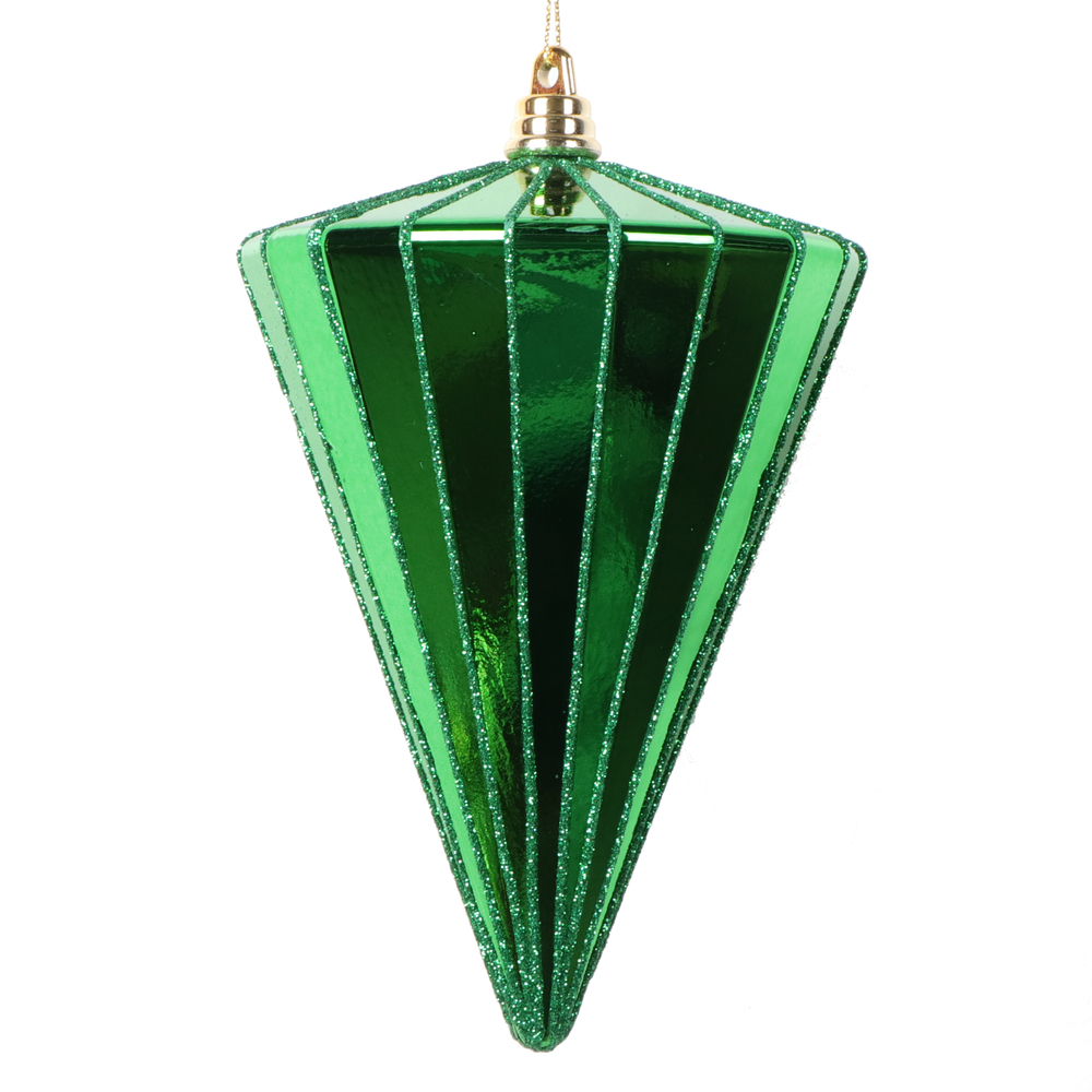 6 in. Shiny Cone Ornament, Green - 3 per bag
