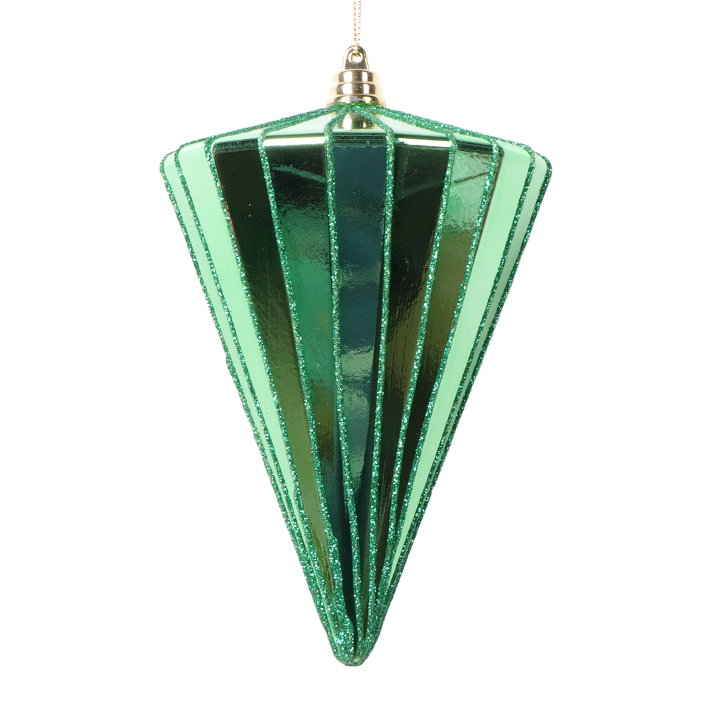 6 in. Shiny Cone Ball Ornament, Midnight Green - 3 per bag