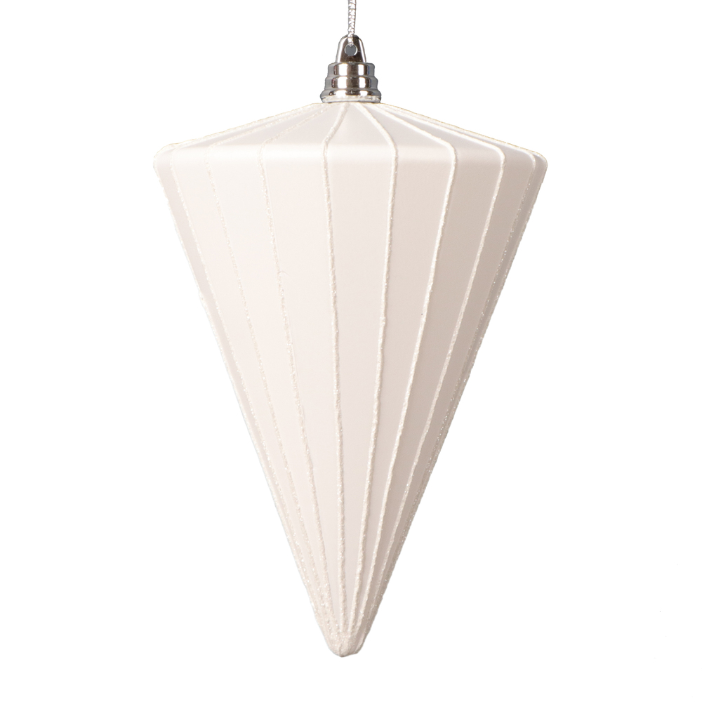 6 in. Matte Cone Ornament, White - 3 per Bag